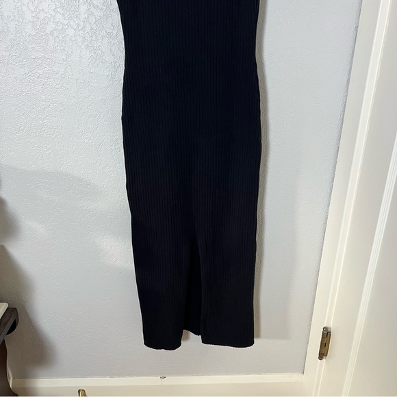 Reformation Michael Cotton Cut Out Ribbed Sweater Midi Dress in Black - Picture 9 of 9